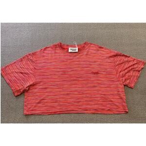 Missoni Sport Women M Red Striped Crop Top T-Shirt